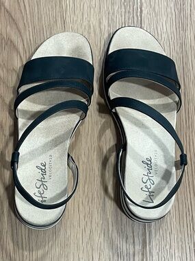 Life Stride Black Multi-Strap Comfort Sandals